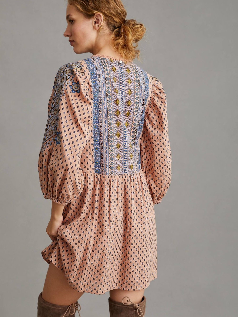By Anthropologie Embroidered Tunic Mini Dress Medium Dress - Picture 2 of 7
